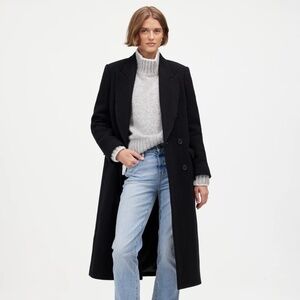 New MADEWELL Size 4 Oversized Double-Breasted Topcoat in Black $378 NT123